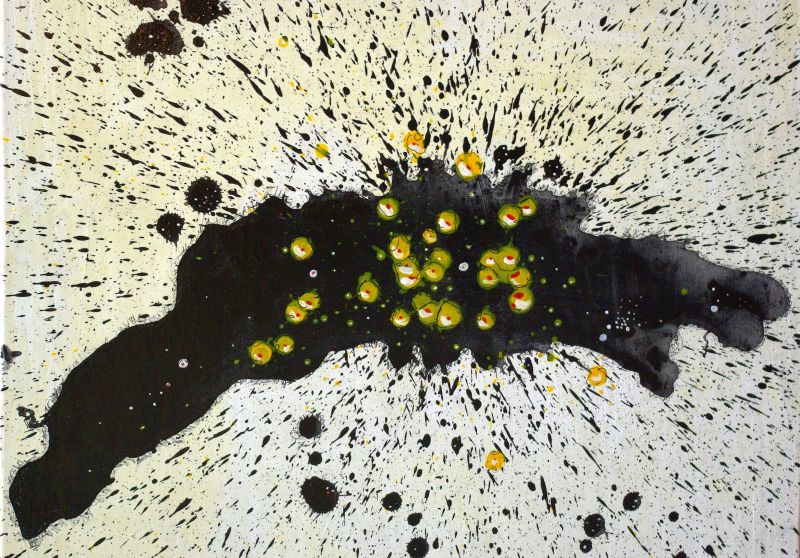 Kaviar ;-) gespritzt. Acryl auf Leinwand / hoch 50 cm / breit 70 cm / Schwiesau August 2015